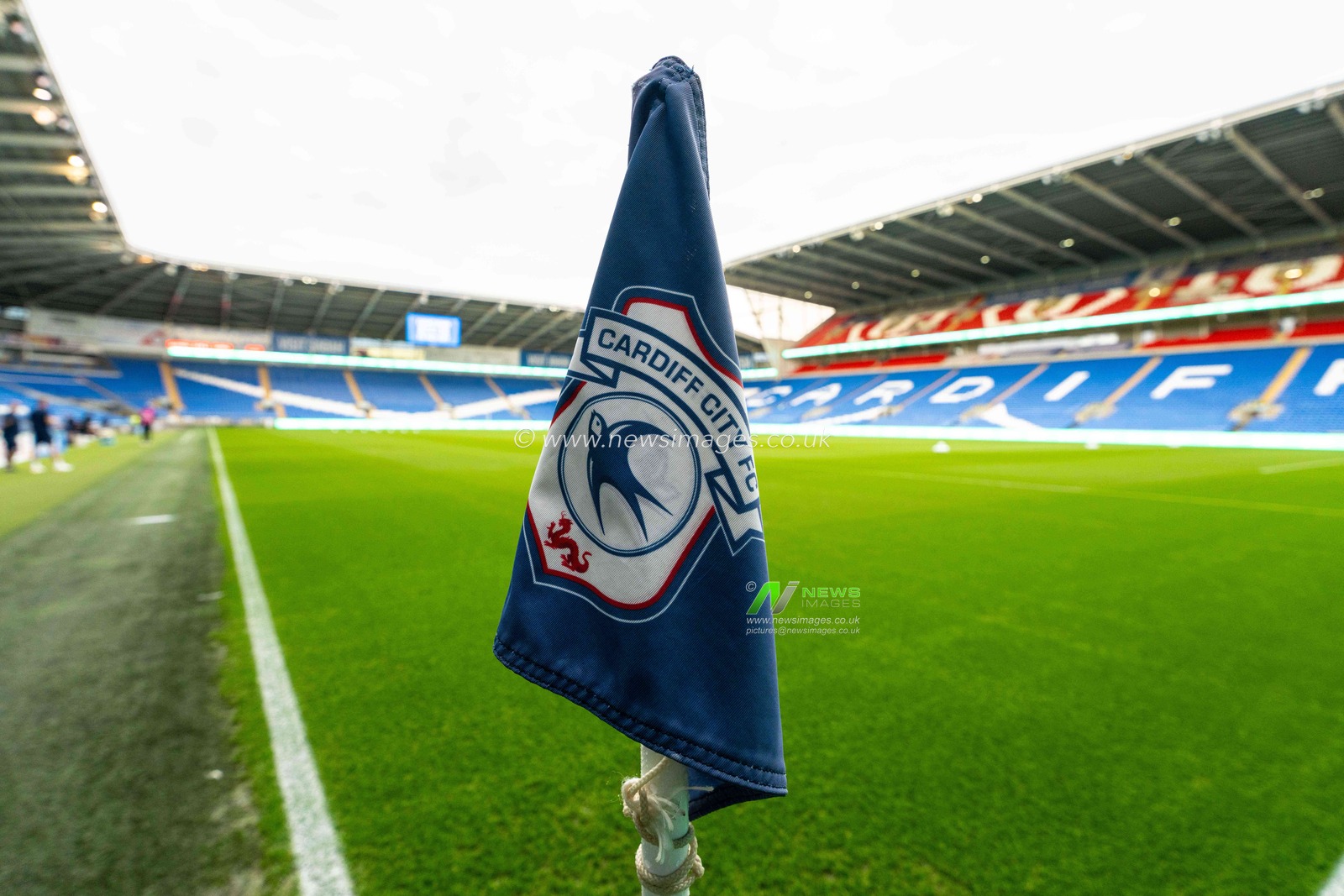 General view of the Cardiff City corner flag ahead of the Carabao Cup round 2 match Cardiff City vs Norwich City at Cardiff City Stadium, Cardiff, United Kingdom on 25 August 2026

(Photo by Andrew Lewis/News Images)