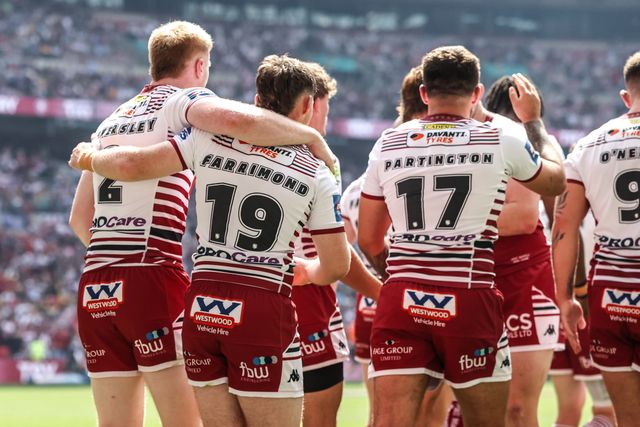 Jack Farrimond of Wigan Warriors celebrates his try during the Betfred Challenge Cup Final match Wigan Warriors vs Hull KR at Wembley Stadium, London, United Kingdom on 30 May 2026

(Photo by Alfie Cosgrove/News Images)