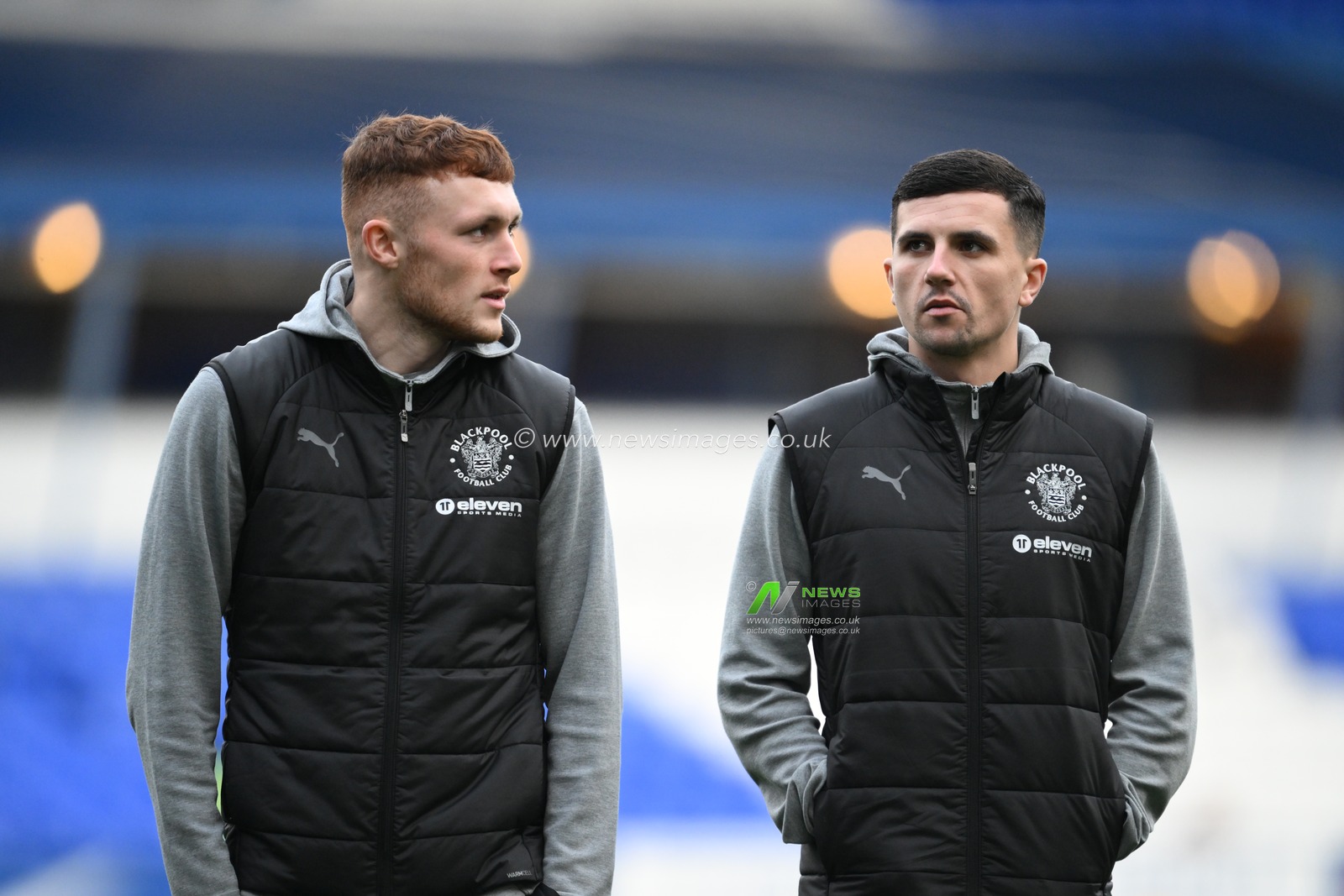 Sonny Carey and Albie Morgan of Blackpool arrives ahead of  the Sky Bet League 1 match Birmingham City vs Blackpool at St. Andrew's @ Knighthead Park, Birmingham, United Kingdom, 29th December 2024

(Photo by Craig Thomas/News Images)