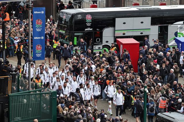 Jamie George of England arrives with team mates during the Guinness Six Nations 2026 match England vs Wales at Allianz Stadium, Twickenham, United Kingdom on 07 February 2026

(Photo by Mark Cosgrove/News Images)