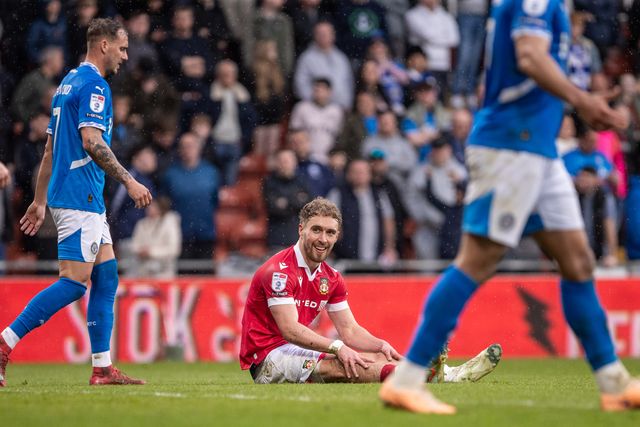 Wrexham's Sam Smith during the Sky Bet League 1 match Wrexham vs Stockport County at SToK Cae Ras, Wrexham, United Kingdom, 22nd March 2025

(Photo by Nik Mesney/News Images)