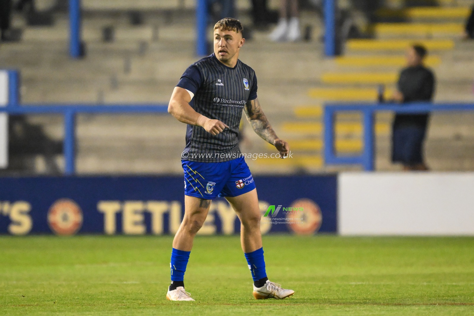 Sam Powell of Warrington Wolves during pre match warm up ahead of the Betfred Super League Round 27 match Warrington Wolves vs London Broncos at Halliwell Jones Stadium, Warrington, United Kingdom, 20th September 2024

(Photo by Craig Thomas/News Images)