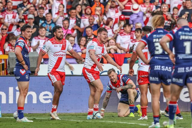 Tom Davies of Hull KR celebrates his try during the Betfred Super League round 16 match Hull KR vs Wakefield Trinity at Sewell Group Craven Park, Kingston upon Hull, United Kingdom, 27th June 2025

(Photo by Alfie Cosgrove/News Images)