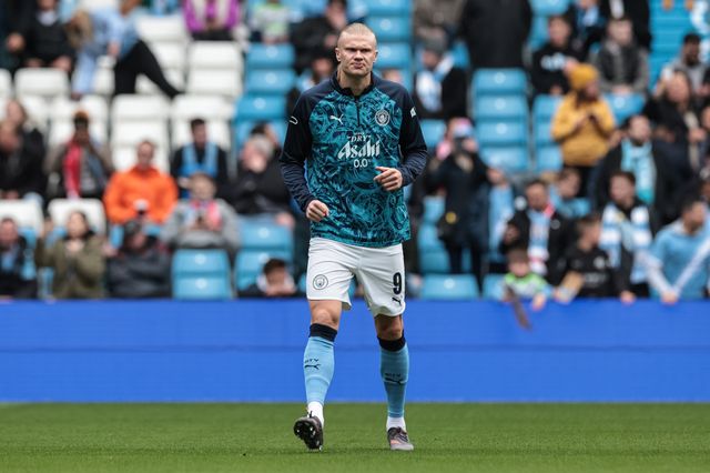 Erling Haaland of Manchester City in the pregame warmup session during the Emirates FA Cup Quarter-Final match Manchester City vs Liverpool at Etihad Stadium, Manchester, United Kingdom on 04 April 2026

(Photo by Mark Cosgrove/News Images)