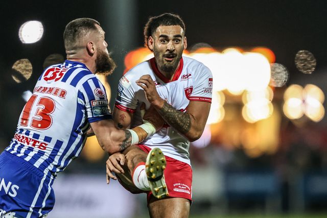 Tyrone May of Hull KR in action during the Betfred Super League round 6 match Hull KR vs St Helens at Sewell Group Craven Park, Hull, United Kingdom on 27 March 2026

(Photo by Alfie Cosgrove/News Images)
