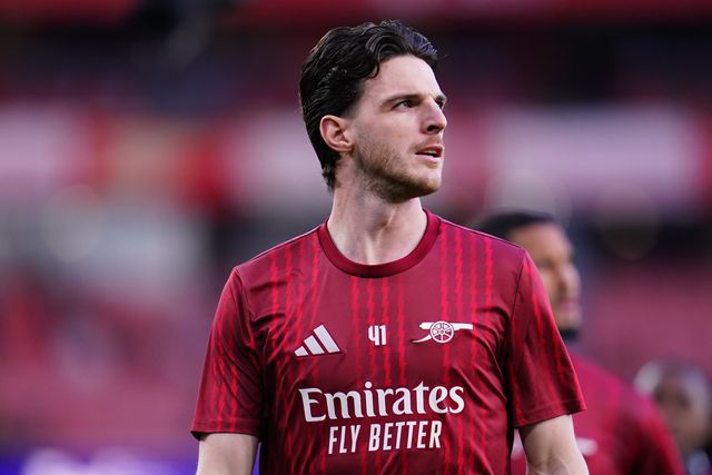 Declan Rice of Arsenal ahead of the UEFA Champions League Quarter Finals match Arsenal vs Sporting CP at Arsenal stadium, London, United Kingdom on 15 April 2026

(Photo by Harvey Murphy/News Images)