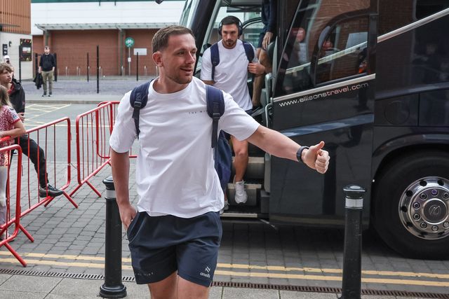 Ben Currie of Warrington Wolves arrives during the Betfred Super League Round 20 Leigh Leopards vs Warrington Wolves at Leigh Sports Village, Leigh, United Kingdom, 1st August 2025

(Photo by Mark Cosgrove/News Images)