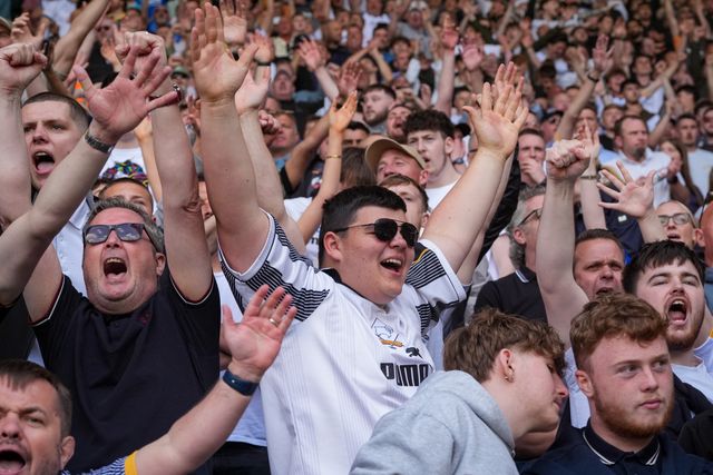 Debry fans celebrate Sammie Szmodics of Derby County scoring a goal to make it 1-0 during the Sky Bet Championship match Derby County vs Sheffield United at Pride Park Stadium, Derby, United Kingdom on 02 May 2026

(Photo by Maynard Manyowa/News Images)