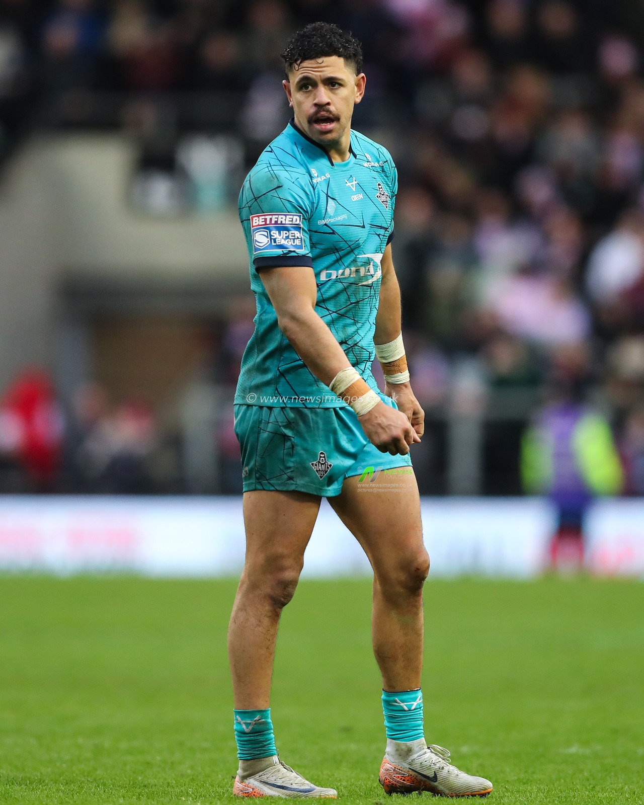 Jacob Gagai of Huddersfield Giants during the Betfred Super League Round 2 match Leigh Leopards vs Huddersfield Giants at Leigh Sports Village, Leigh, United Kingdom, 23rd February 2025

(Photo by Gareth Evans/News Images)