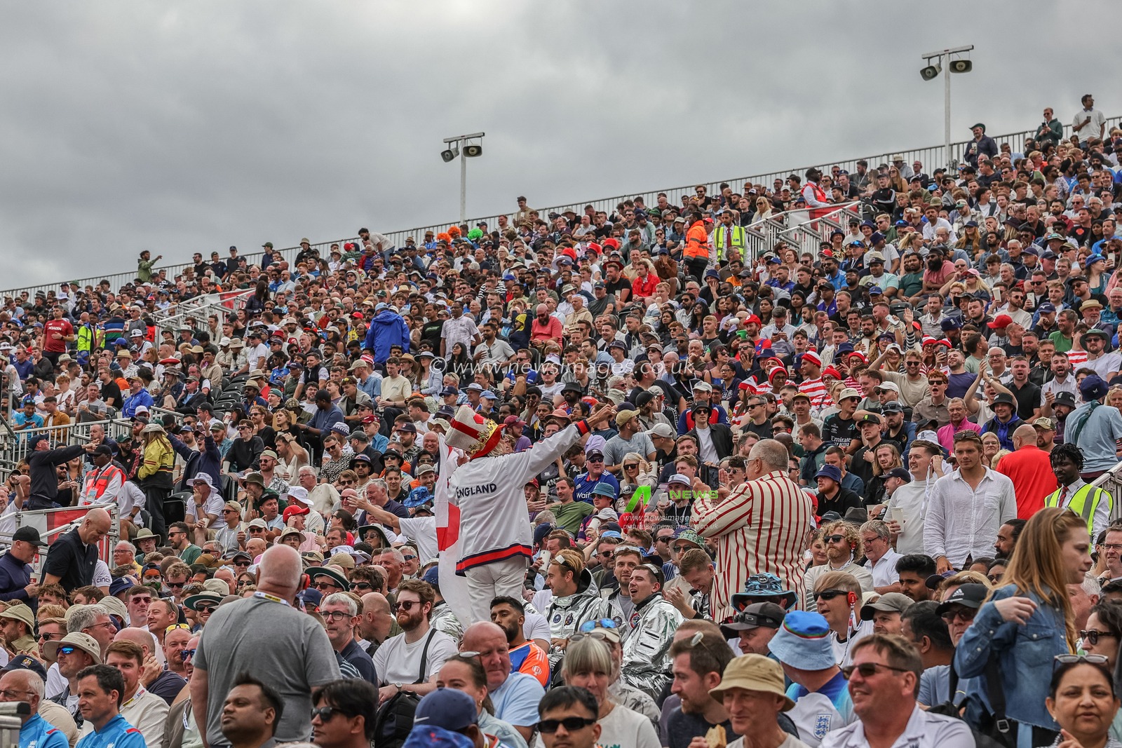England Barmy Army fans enjoying there atmosphere during the 4th Rothesay Test Match match Day 4 England vs India at Old Trafford Cricket Ground, Manchester, United Kingdom, 26th July 2025

(Photo by Mark Cosgrove/News Images)