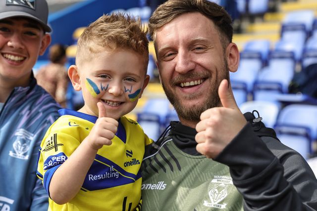 A young Warrington fan gives the thumbs up during the Betfred Super League Round 25 match Warrington Wolves vs Leigh Leopards at Halliwell Jones Stadium, Warrington, United Kingdom, 6th September 2025

(Photo by Mark Cosgrove/News Images)
