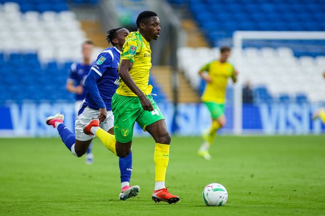 Anthony Musaba of Norwich City during the Carabao Cup round 2 match Cardiff City vs Norwich City at Cardiff City Stadium, Cardiff, United Kingdom on 25 August 2026

(Photo by Andrew Lewis/News Images)
