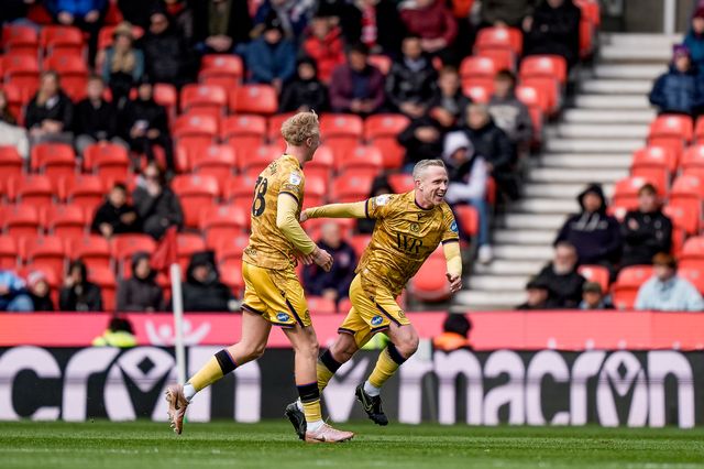 Adam Forshaw of Blackburn Rovers celebrates his goal to make it  0-1 during the Sky Bet Championship match Stoke City vs Blackburn Rovers at Bet365 Stadium, Stoke On Trent, United Kingdom on 11 April 2026

(Photo by Maynard Manyowa/News Images)