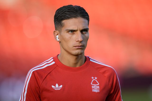 Nicolás Domínguez of Nottingham Forest inspects the pitch prior to kick off during the Carabao Cup round 2 match Nottingham Forest vs Leeds Rhinos at City Ground, Nottingham, United Kingdom on 25 August 2026

(Photo by Maynard Manyowa/News Images)