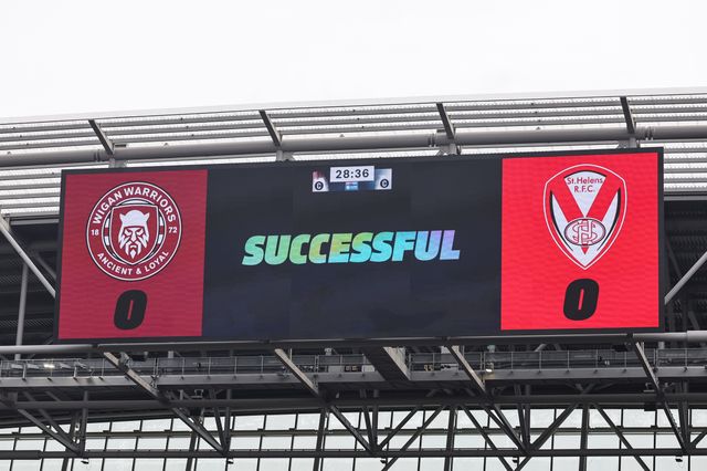 St Helens Captain’s challenge is successful during the Betfred Super League Magic Weekend match Wigan Warriors vs St Helens at Hill Dickinson Stadium, Liverpool, United Kingdom on 05 July 2026

(Photo by Mark Cosgrove/News Images)