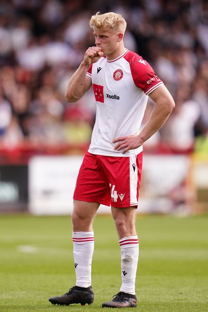 Saxon Earley of Stevenage during the Sky Bet League One Playoffs Semi-Final match Stevenage vs Stockport County at Lamex Stadium, Stevenage, United Kingdom on 09 May 2026

(Photo by Harvey Murphy/News Images)