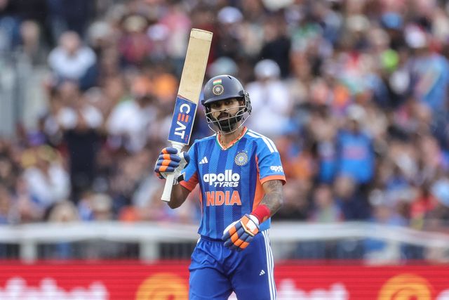 India captain Shreyas Iyer celebrates a half century during the First Vitality T20 International match England vs India at Banks Homes Riverside Stadium, Chester-le-street, United Kingdom on 01 July 2026

(Photo by Mark Cosgrove/News Images)