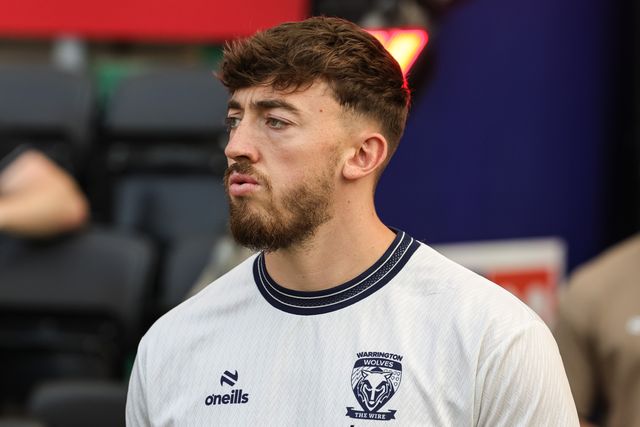 Matty Ashton of Warrington Wolves arrives during the Betfred Super League round 18 match Wigan Warriors vs Warrington Wolves at The Brick Community Stadium, Wigan, United Kingdom on 10 July 2026

(Photo by Mark Cosgrove/News Images)