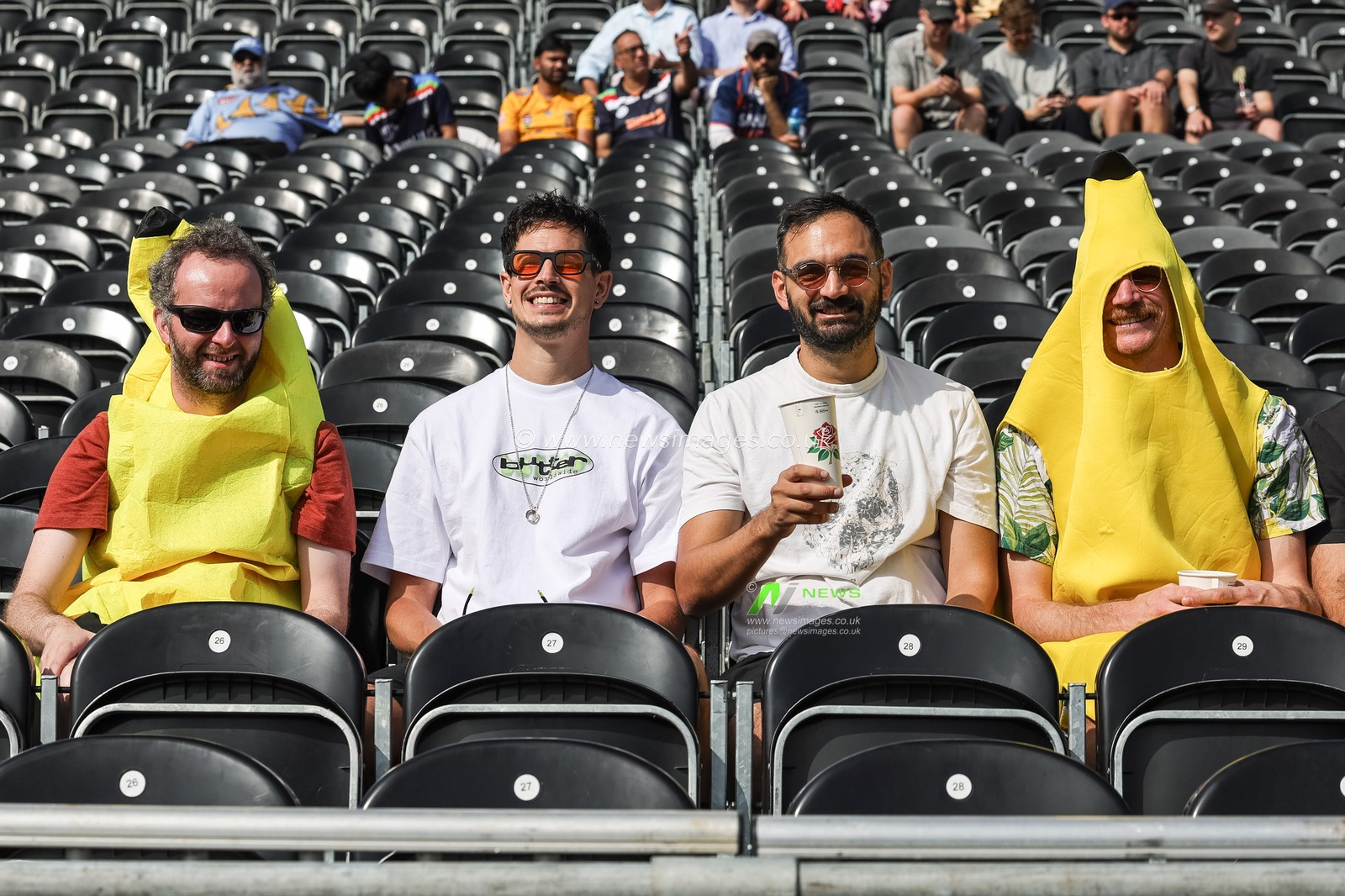 Fans arrive in banana suits during the 4th Rothesay Test Match match Day 3 England vs India at Old Trafford Cricket Ground, Manchester, United Kingdom, 25th July 2025

(Photo by Mark Cosgrove/News Images)