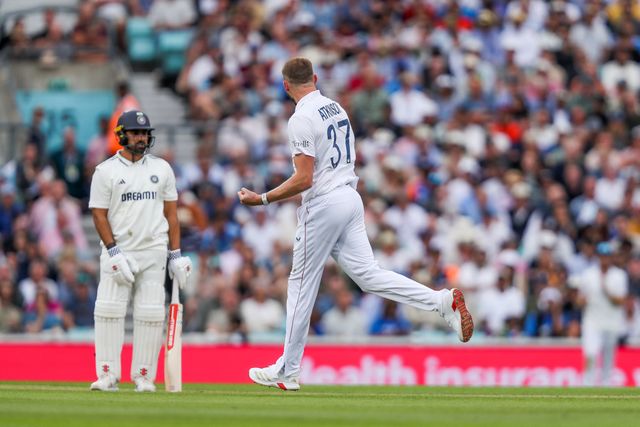 Gus Atkinson of England celebrates after the dismissal of Karun Nair of India during the 5th Rothesay Test Match Day 3 England vs India at The Kia Oval, London, United Kingdom, 2nd August 2025

(Photo by Izzy Poles/News Images)