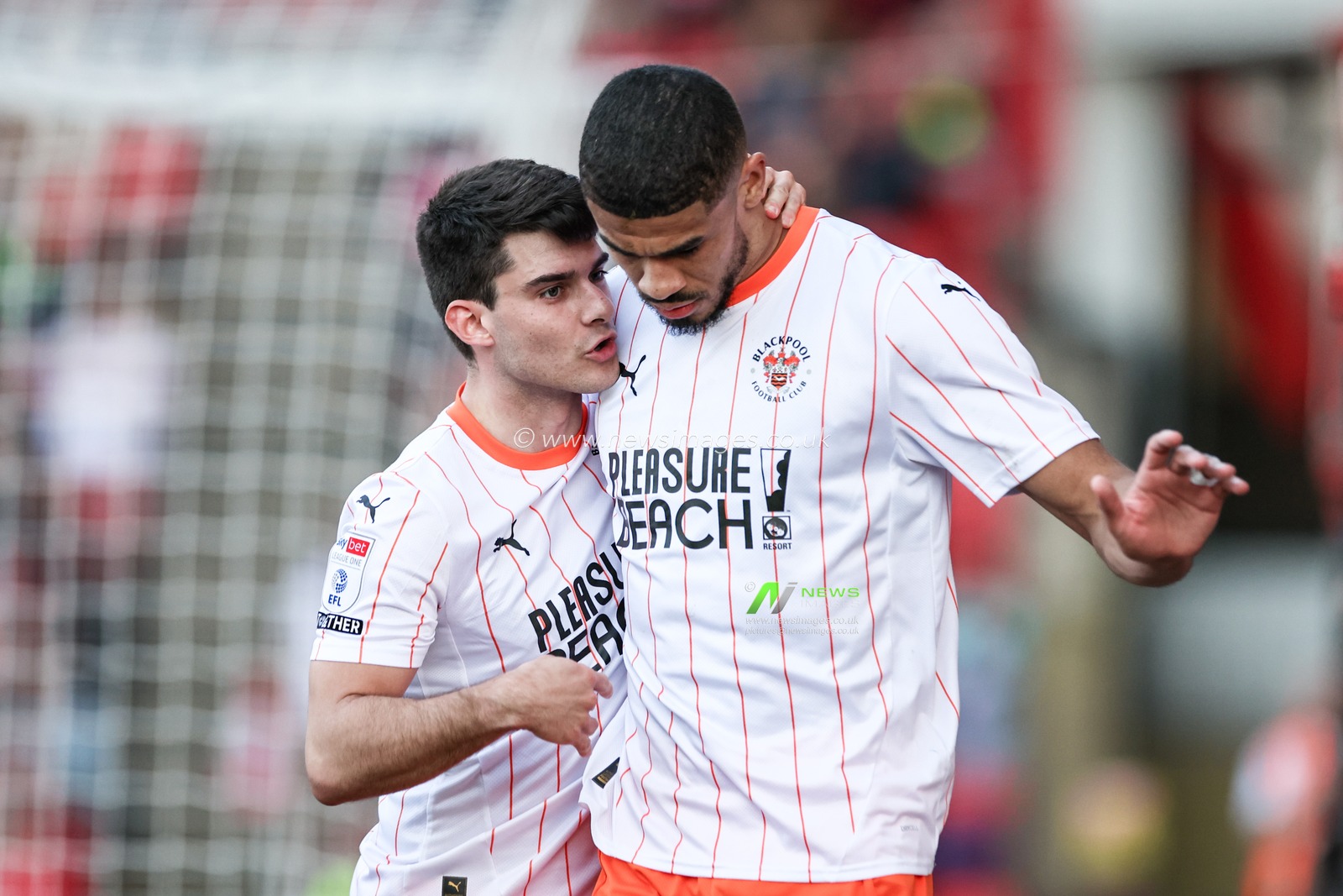 Ashley Fletcher of Blackpool celebrates his goal to make it 0-2 during the Sky Bet League 1 match Barnsley vs Blackpool at Oakwell, Barnsley, United Kingdom, 8th March 2025

(Photo by Mark Cosgrove/News Images)