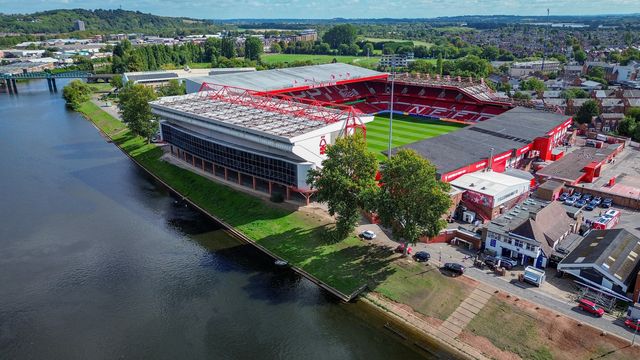 A general view of the stadium from the sky during the Premier League match Nottingham Forest vs Tottenham Hotspur at City Ground, Nottingham, United Kingdom on 05 September 2026

(Photo by Maynard Manyowa/News Images)