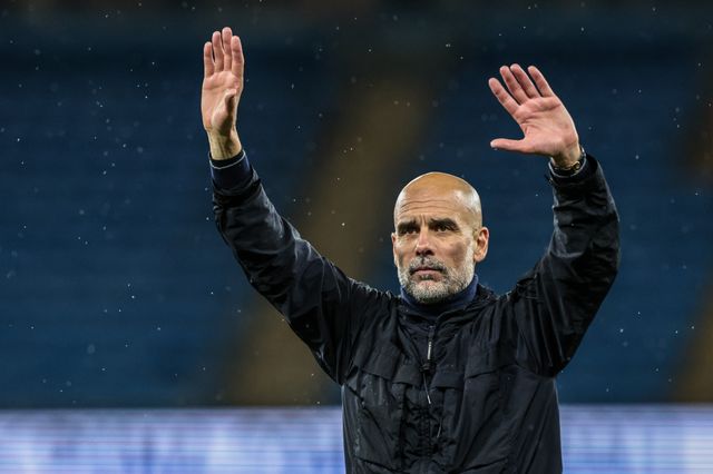Josep Guardiola manager of Manchester City waves to the fans after the game during the Premier League match Manchester City vs Crystal Palace at Etihad Stadium, Manchester, United Kingdom on 13 May 2026

(Photo by Mark Cosgrove/News Images)