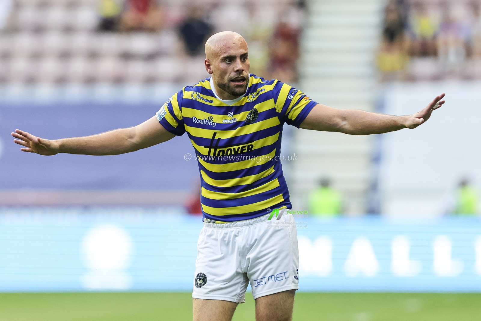 James Harrison of Warrington Wolves reacts during the Betfred Super League round 18 match Wigan Warriors vs Warrington Wolves at The Brick Community Stadium, Wigan, United Kingdom on 10 July 2026

(Photo by Mark Cosgrove/News Images)