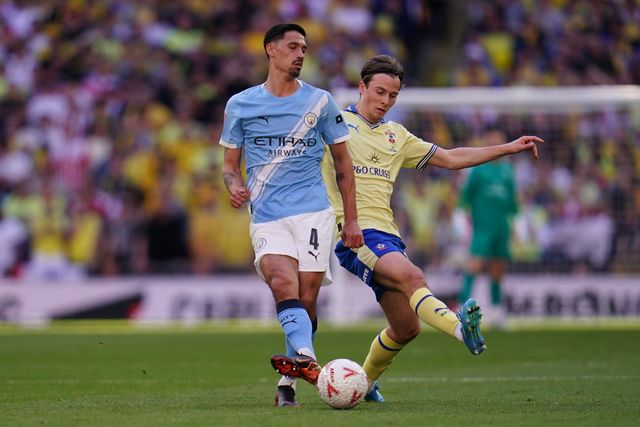 Tijjani Reijnders of Manchester City attempts pass under pressure during the Emirates FA Cup Semi-Final match Manchester City vs Southampton at Wembley Stadium, London, United Kingdom on 25 April 2026

(Photo by Harvey Murphy/News Images)