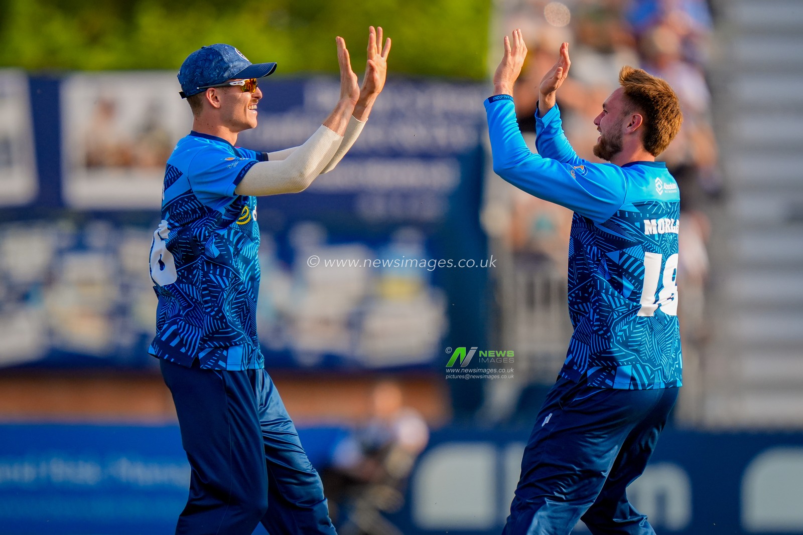 Jack Morley of Derbyshire celebrates the wicket of 
Ben Raine of Durham during the Vitality Blast T20 match between Derbyshire Falcons and Durham Cricket at The Central Co-Op County Ground, Derby, United Kingdom on 22 May 2026

(Photo by Maynard Manyowa/News Images)