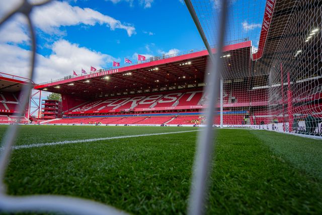 A general view of the Brian Clough stand and pitch during the Premier League match Nottingham Forest vs Tottenham Hotspur at City Ground, Nottingham, United Kingdom on 05 September 2026

(Photo by Maynard Manyowa/News Images)