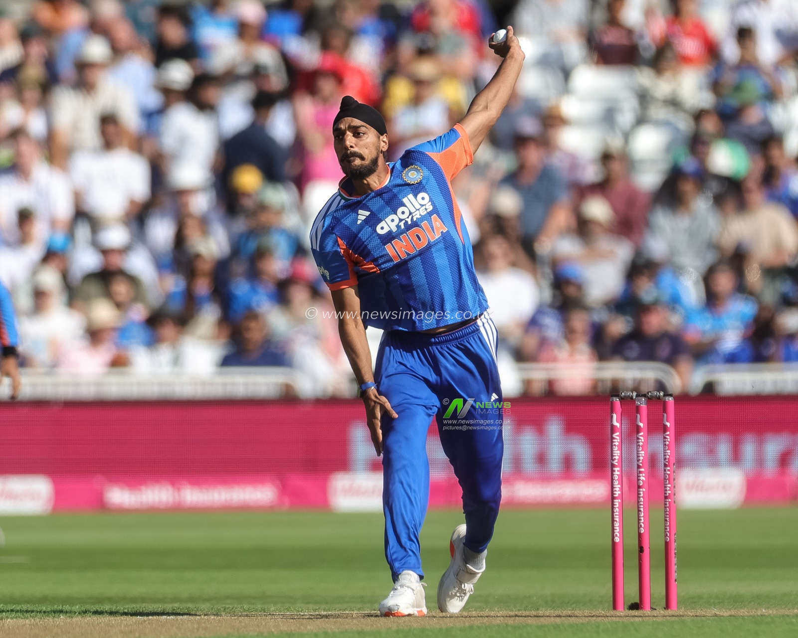 Arshdeep Singh of India delivers the ball during the Third Vitality T20 International match England vs India at Trent Bridge, Nottingham, United Kingdom on 07 July 2026

(Photo by Mark Cosgrove/News Images)
