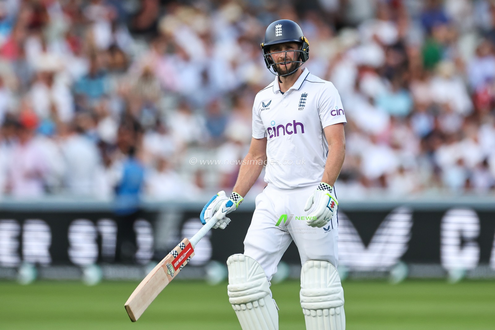 Chris Woakes of England leaves the field after being dismissed during the England Men v Sri Lanka 2nd Rothesay Test Match Day 1 at Lords, London, United Kingdom, 29th August 2024

(Photo by Mark Cosgrove/News Images)