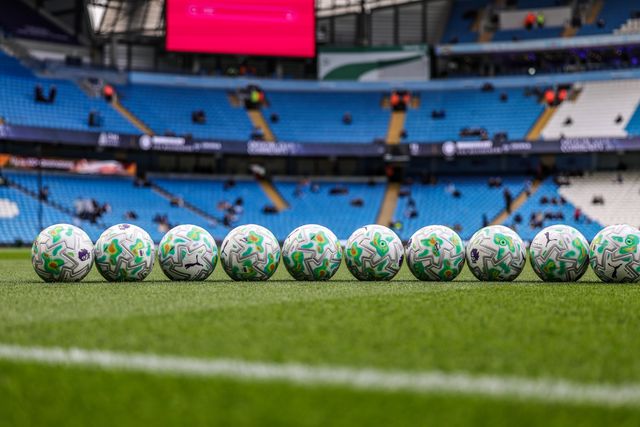 A line of warmup Premier League balls during the Premier League match Manchester City vs Crystal Palace at Etihad Stadium, Manchester, United Kingdom on 13 May 2026

(Photo by Mark Cosgrove/News Images)