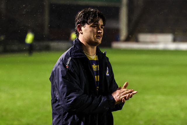 Liam Byrne of Warrington Wolves applauds the fans after the game during the Betfred Challenge Cup match Warrington Wolves vs Sheffield Eagles at The Halliwell Jones Stadium, Warrington, United Kingdom on 06 February 2026

(Photo by Alfie Cosgrove/News Images)