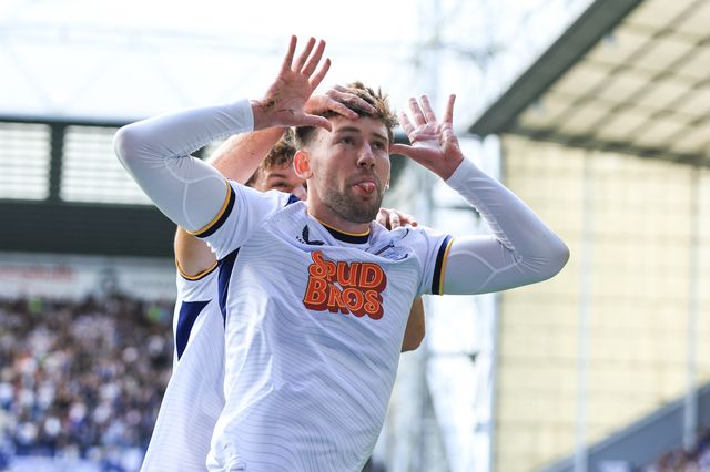 Callum Lang of Preston North End celebrates after scoring to make it 1-0 during the Sky Bet Championship match Preston North End vs Blackburn Rovers at Deepdale, Preston, United Kingdom on 05 September 2026

(Photo by Jorge Horsted/News Images)