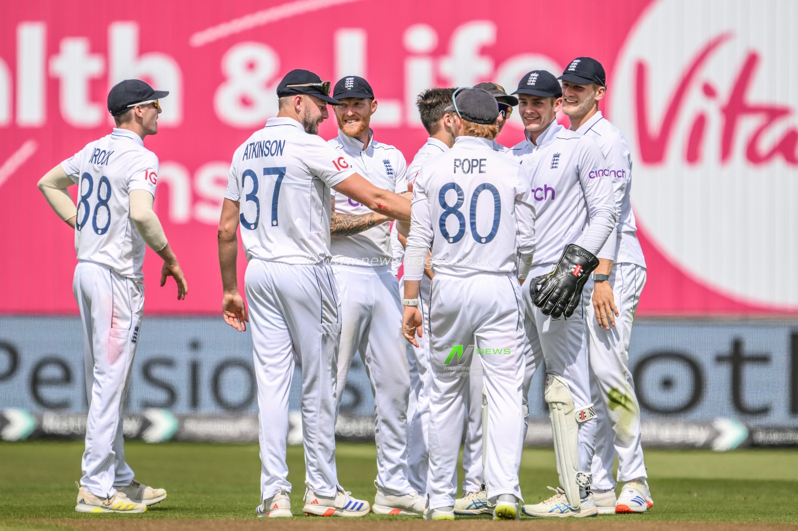 Mark Wood of England celebrates the wicket of Alzarri Joseph of West Indies during the 3rd Rothesay Test Match Day 3 England vs West Indies at Edgbaston, Birmingham, United Kingdom, 28th July 2024

(Photo by Craig Thomas/News Images)