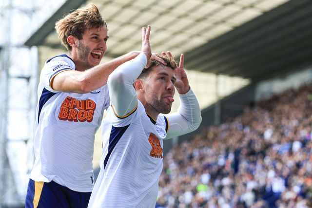 Callum Lang of Preston North End celebrates after scoring to make it 1-0 during the Sky Bet Championship match Preston North End vs Blackburn Rovers at Deepdale, Preston, United Kingdom on 05 September 2026

(Photo by Jorge Horsted/News Images)