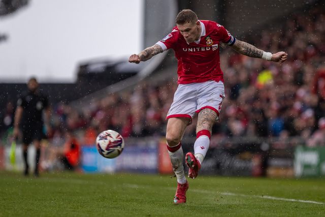 Wrexham's James McClean crosses the ball during the Sky Bet League 1 match Wrexham vs Stockport County at SToK Cae Ras, Wrexham, United Kingdom, 22nd March 2025

(Photo by Nik Mesney/News Images)