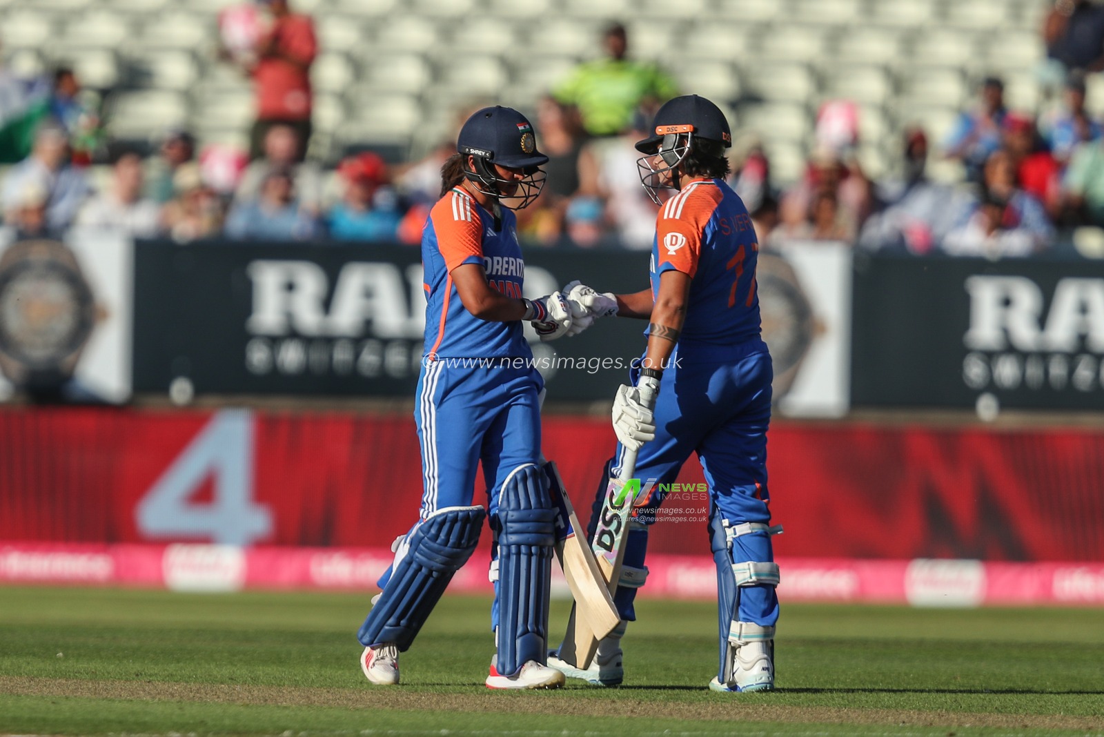 Shafali Verma of India and Harmanpreet Kaur of India during the 5th Vitality IT20 England Women vs India Women at Edgbaston, Birmingham, United Kingdom, 12th July 2025

(Photo by Izzy Poles/News Images)