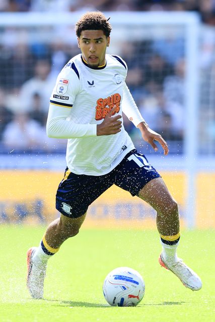 Caleb Wiley of Preston North End with ball at his feet during the Sky Bet Championship match Preston North End vs Blackburn Rovers at Deepdale, Preston, United Kingdom on 05 September 2026

(Photo by Jorge Horsted/News Images)