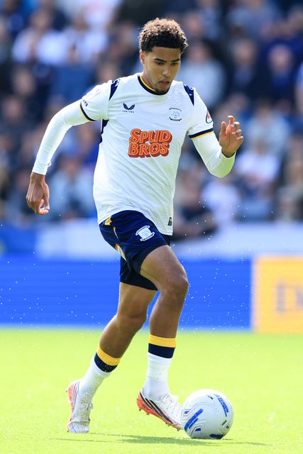 Caleb Wiley of Preston North End with ball at his feet during the Sky Bet Championship match Preston North End vs Blackburn Rovers at Deepdale, Preston, United Kingdom on 05 September 2026

(Photo by Jorge Horsted/News Images)