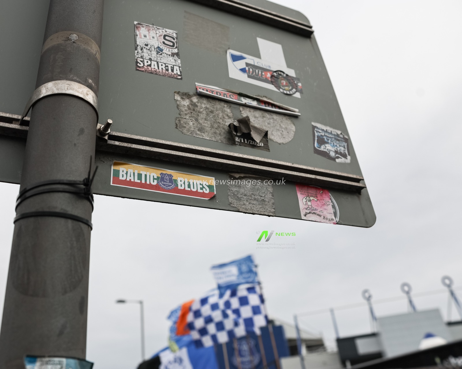 Everton stickers on a road sign during the Premier League match Everton vs Manchester City at Goodison Park, Liverpool, United Kingdom, 19th April 2025

(Photo by Mark Cosgrove/News Images)
