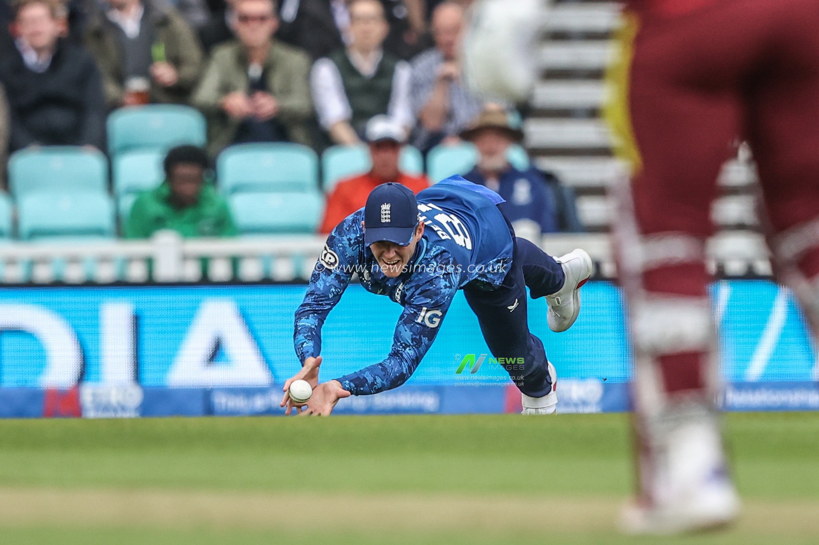 Jacob Bethell of England drops the ball during the 3rd Metro Bank ODI England v West Indies at The Kia Oval, London, United Kingdom, 3rd June 2025

(Photo by Alfie Cosgrove/News Images)