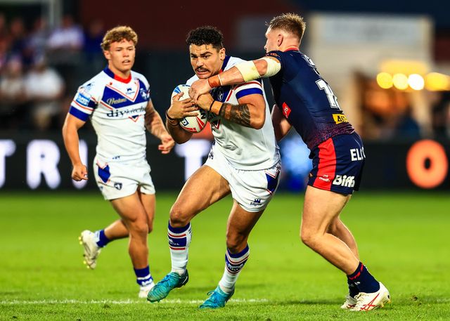 Mathieu Cozza of Wakefield Trinity in action during the Betfred Super League round 21 match Wakefield Trinity vs St Helens at DIY Kitchens Stadium, Wakefield, United Kingdom, 8th August 2025

(Photo by Richard Bierton/News Images)