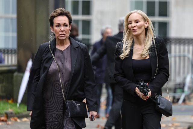 Christa Ackroyd and Stephanie Hirst arrive during the Funeral of Harold Dennis â€œDickieâ€ Bird OBE at St Mary's Church, Barnsley, United Kingdom, 19th October 2025

(Photo by Mark Cosgrove/News Images)