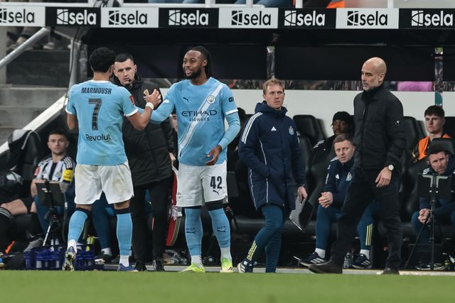 Omar Marmoush of Manchester City is substituted for Antonie Semenyo of Manchester City during the Emirates FA Cup 5th Round  match Newcastle Untied vs Manchester City at St. James's Park, Newcastle, United Kingdom on 07 March 2026

(Photo by Mark Cosgrove/News Images)