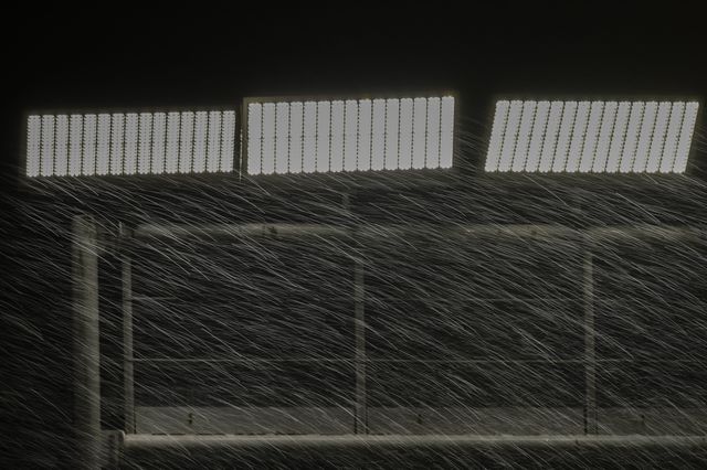 New LED lighting with pouring rain during the Pre Season match Warrington Wolves vs Leigh Leopards at Halliwell Jones Stadium, Warrington, United Kingdom, 30th January 2026

(Photo by Mark Cosgrove/News Images)