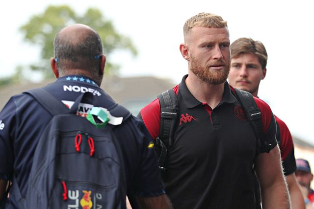 Luke Thompson of Wigan Warriors arrives before the Betfred Super League round 15 match Wakefield Trinity vs Wigan Warriors at DIY Kitchens Stadium, Wakefield, United Kingdom, 20th June 2025(Photo by Sam Eaden/News Images)