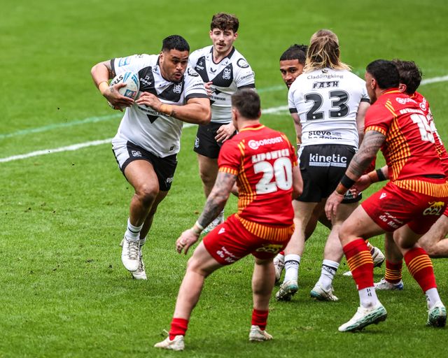 Sam Lisone of Hull FC goes over for a try as he is substituted on during the Betfred Super League round 6 match Hull FC vs Catalans Dragons at MKM Stadium, Hull, United Kingdom on 29 March 2026

(Photo by Alfie Cosgrove/News Images)